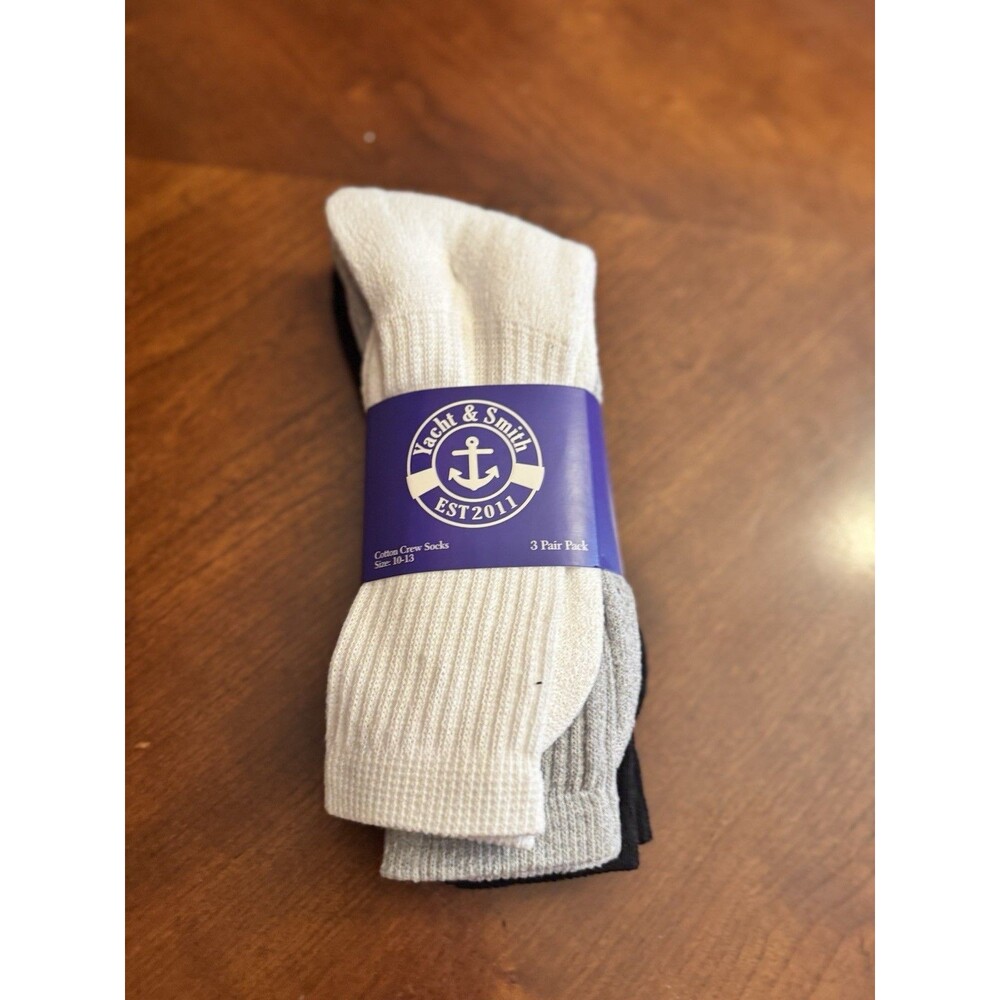 Pack Of 3 Pairs Yacht & Smith Mid Calf Cotton Crew Socks Size 10-13